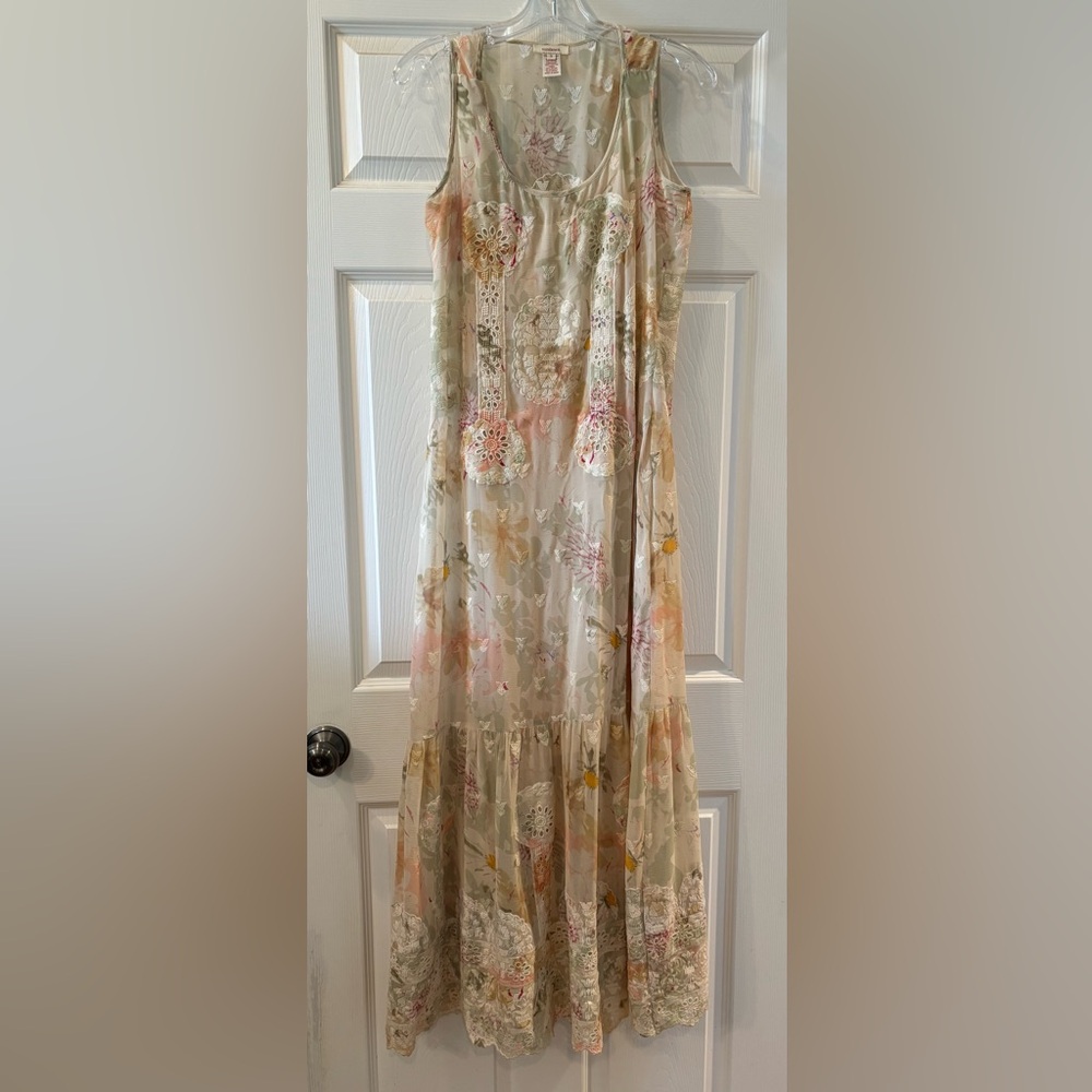 SUNDANCE Floral Eyelet Maxi Dress Size S